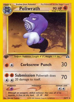 Poliwrath card from Neo Discovery, number 28/75