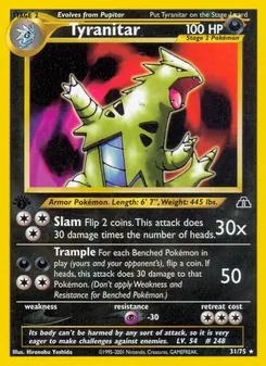 Tyranitar card from Neo Discovery, number 31/75