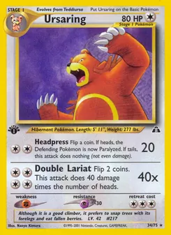 Ursaring card from Neo Discovery, number 34/75