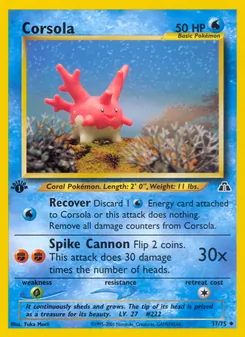 Corsola card from Neo Discovery, number 37/75