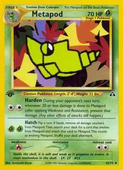Metapod card from Neo Discovery, number 42/75