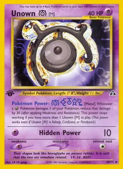 Unown [M] card from Neo Discovery, number 49/75