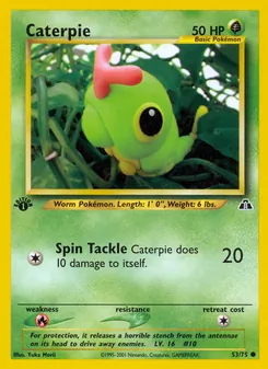 Caterpie card from Neo Discovery, number 53/75