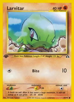 Larvitar card from Neo Discovery, number 57/75