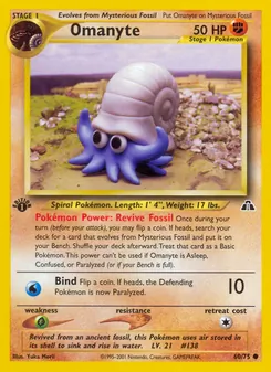 Omanyte card from Neo Discovery, number 60/75