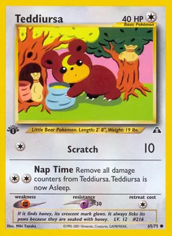 Teddiursa card from Neo Discovery, number 65/75