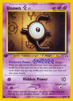 Unown [E] card from Neo Discovery, number 67/75
