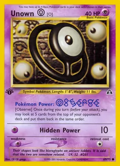 Unown [O] card from Neo Discovery, number 69/75