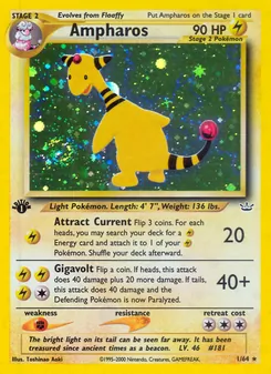 Ampharos card from Neo Revelation, number 1/64