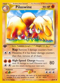 Piloswine card from Neo Revelation, number 36/64