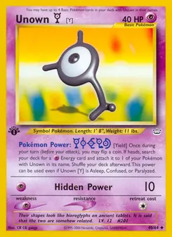 Unown [Y] card from Neo Revelation, number 40/64