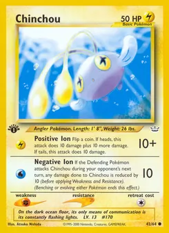 Chinchou card from Neo Revelation, number 42/64