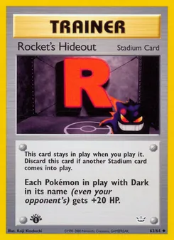 Rocket's Hideout card from Neo Revelation, number 63/64