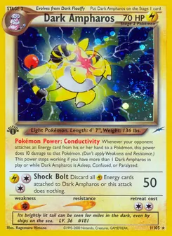 Dark Ampharos card from Neo Destiny, number 1/105