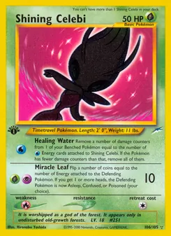 Shining Celebi card from Neo Destiny, number 106/105