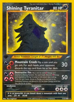 Shining Tyranitar card from Neo Destiny, number 113/105