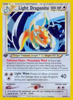 Light Dragonite card from Neo Destiny, number 14/105