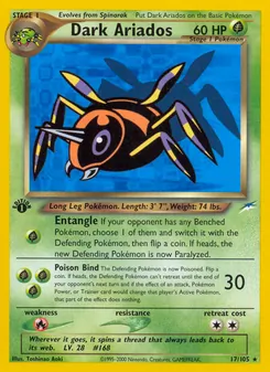 Dark Ariados card from Neo Destiny, number 17/105