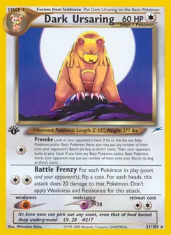 Dark Ursaring card from Neo Destiny, number 21/105