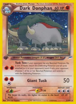 Dark Donphan card from Neo Destiny, number 3/105