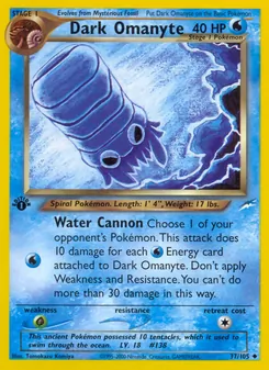 Dark Omanyte card from Neo Destiny, number 37/105