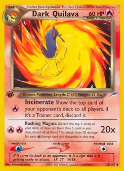 Dark Quilava card from Neo Destiny, number 39/105