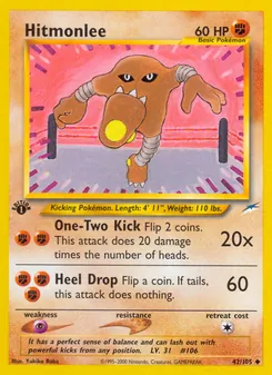 Hitmonlee card from Neo Destiny, number 42/105