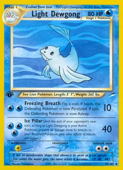 Light Dewgong card from Neo Destiny, number 45/105
