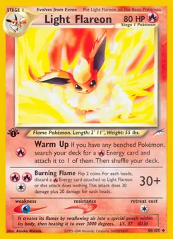 Light Flareon card from Neo Destiny, number 46/105