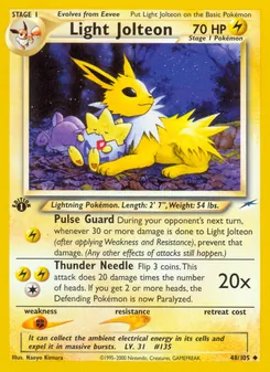 Light Jolteon card from Neo Destiny, number 48/105