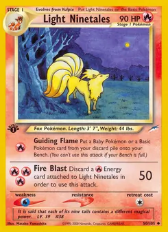 Light Ninetales card from Neo Destiny, number 50/105