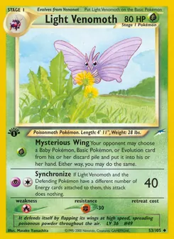 Light Venomoth card from Neo Destiny, number 53/105