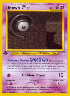 Unown [C] card from Neo Destiny, number 57/105