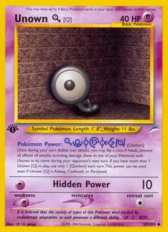 Unown [Q] card from Neo Destiny, number 59/105