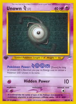 Unown [Z] card from Neo Destiny, number 60/105