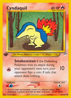 Cyndaquil card from Neo Destiny, number 61/105