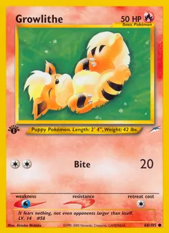 Growlithe card from Neo Destiny, number 68/105
