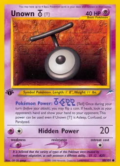 Unown [T] card from Neo Destiny, number 88/105