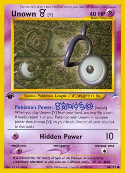 Unown [V] card from Neo Destiny, number 89/105