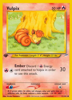 Vulpix card from Neo Destiny, number 91/105