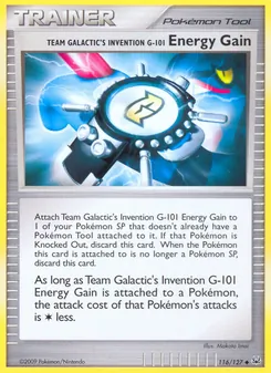 Team Galactic's Invention G-101 Energy Gain card from Platinum, number 116/127
