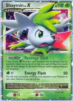 Shaymin LV.X card from Platinum, number 127/127