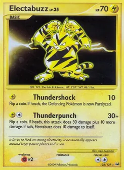 Electabuzz card from Platinum, number 128/127