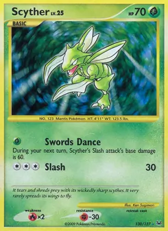 Scyther card from Platinum, number 130/127