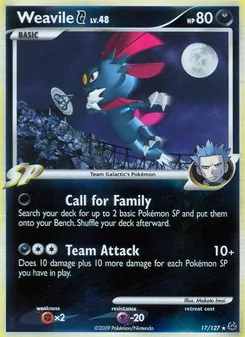 Weavile G card from Platinum, number 17/127