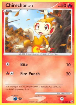 Chimchar card from Platinum, number 70/127