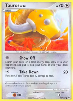 Tauros card from Platinum, number 98/127