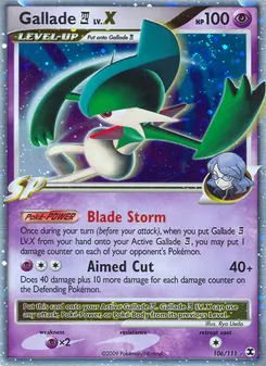 Gallade E4 LV.X card from Rising Rivals, number 106/111
