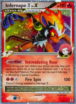 Infernape E4 LV.X card from Rising Rivals, number 108/111