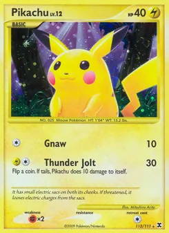 Pikachu card from Rising Rivals, number 112/111